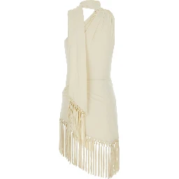 white Swim shorts with fringed edge design in fabric for women
