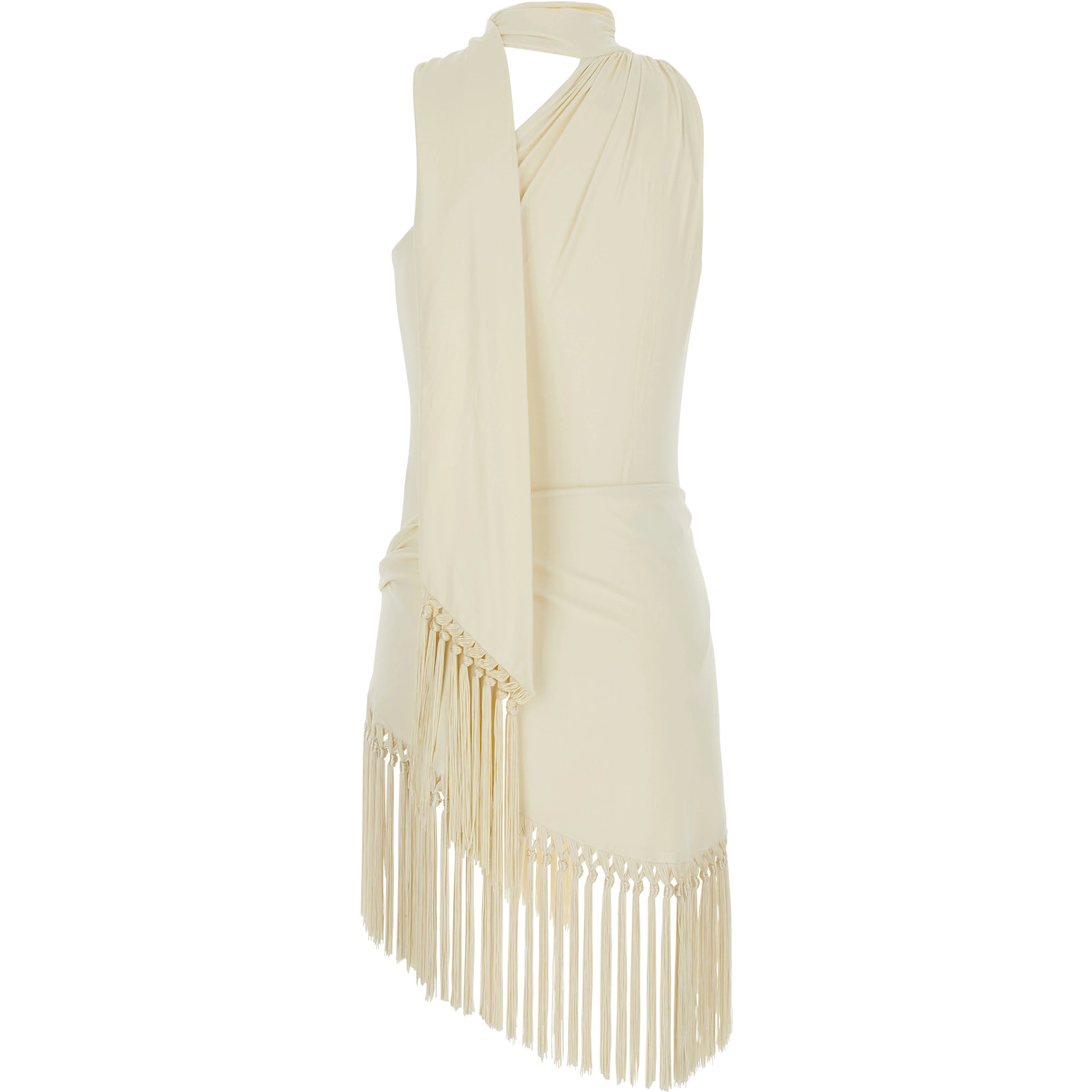 white Swim shorts with fringed edge design in fabric for women