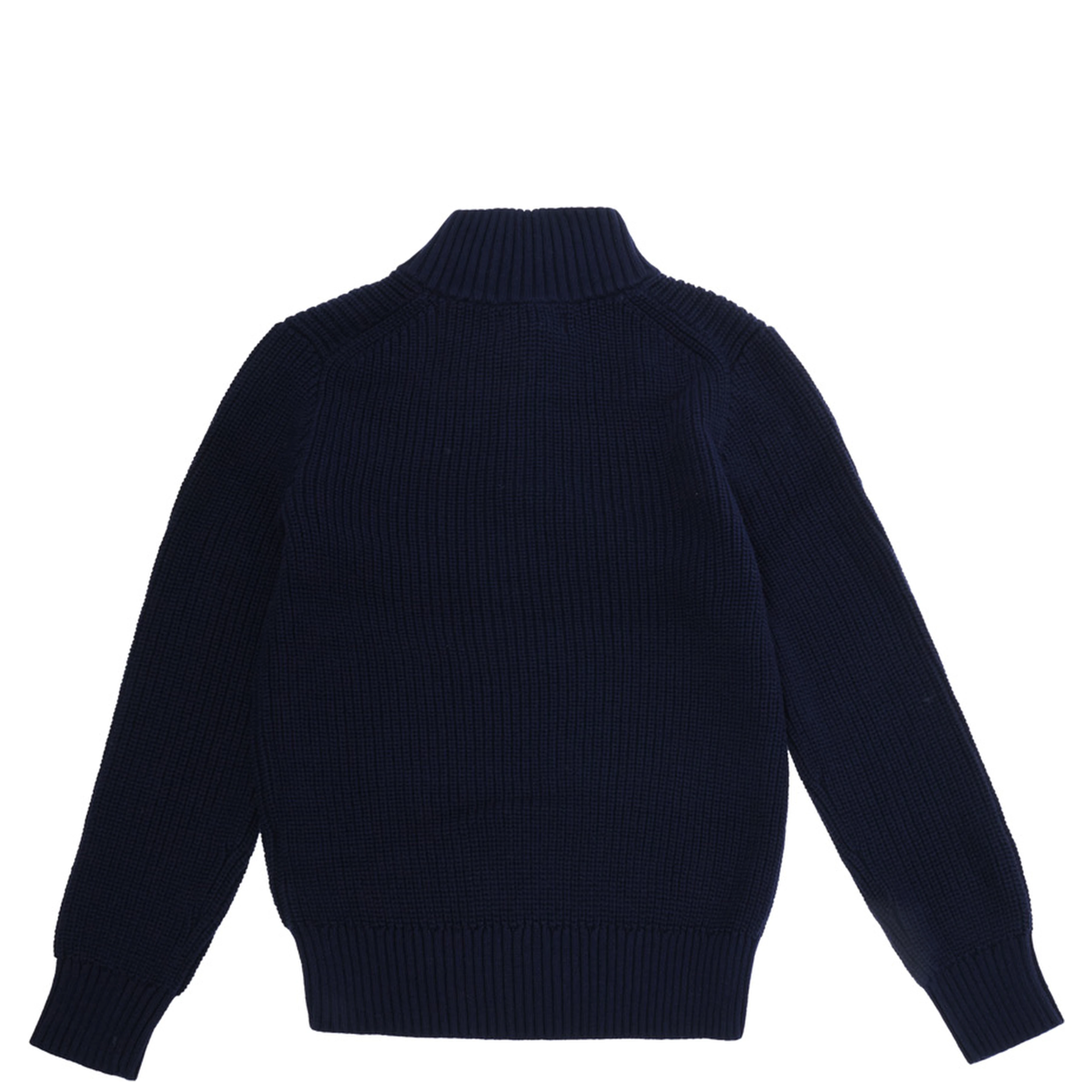 Blue Sweater with high collar and Pony patch in cotton Boy