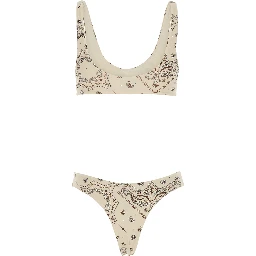 White Bikini with Brazilian cut bottoms and all-over print in Tech Fabric for women
