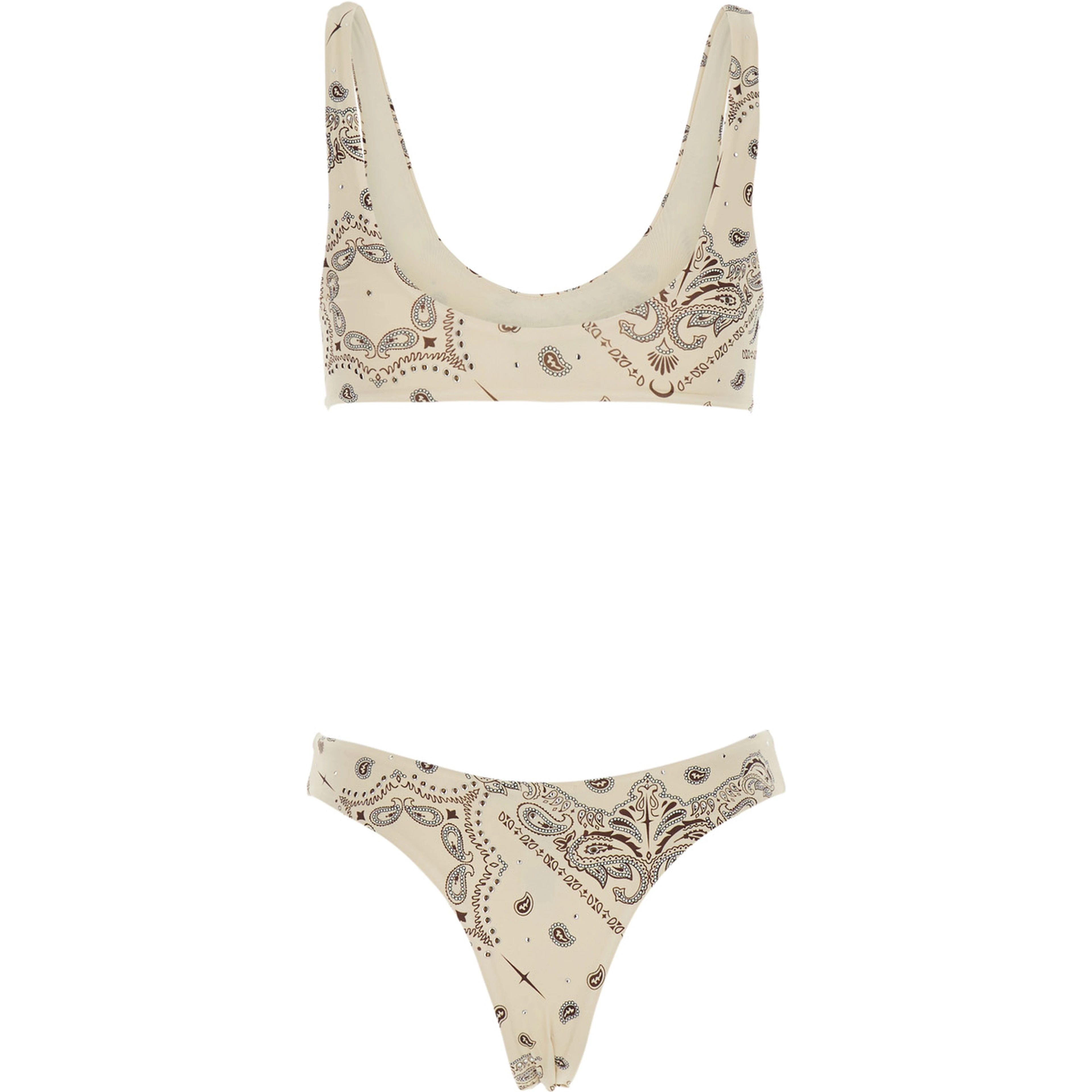 White Bikini with Brazilian cut bottoms and all-over print in Tech Fabric for women