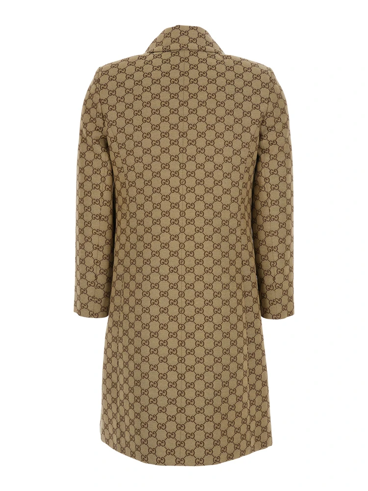 Beige Coat with Pointed Collar in GG Canvas for Women alternative