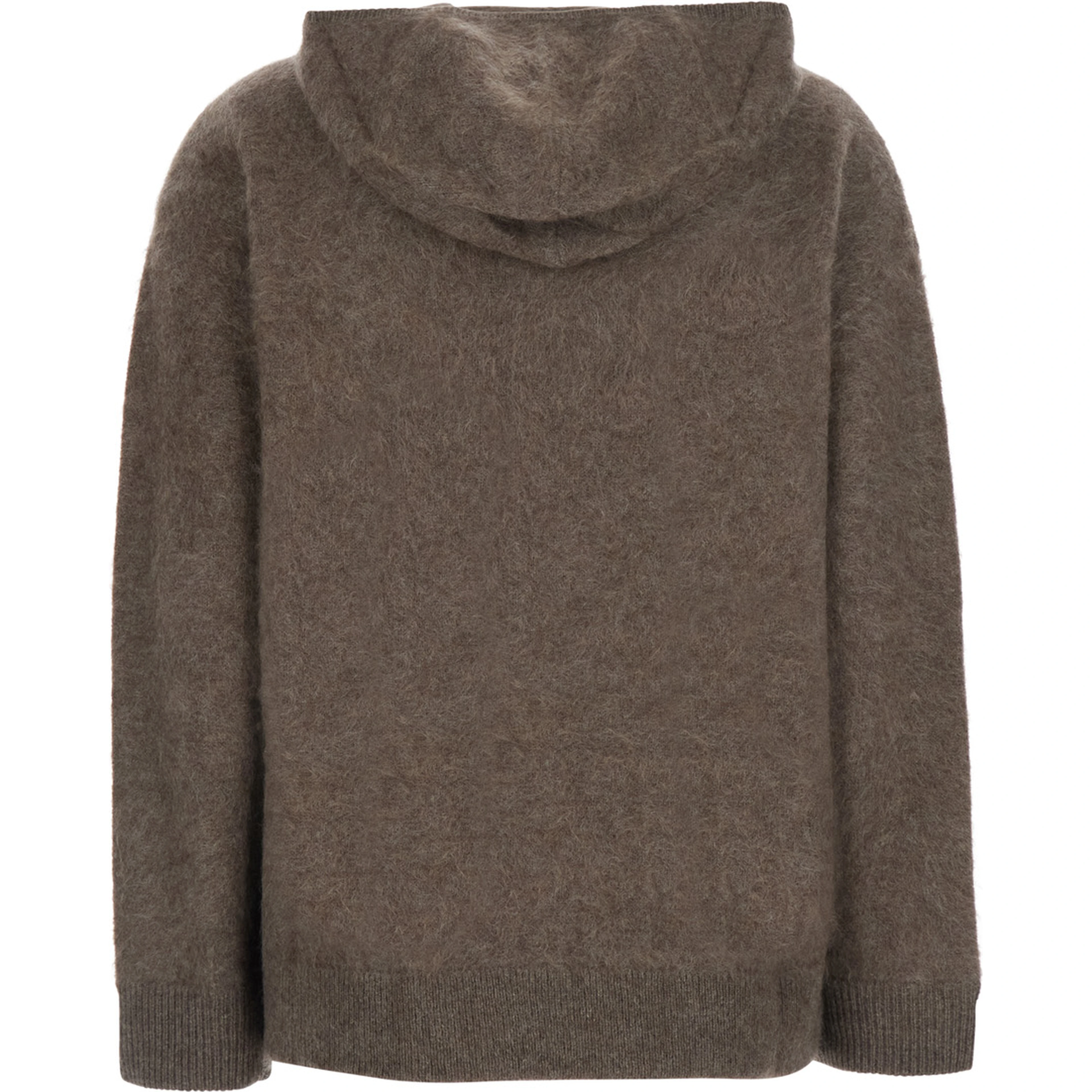Brown Hooded sweatshirt with front zip closure in wool for women