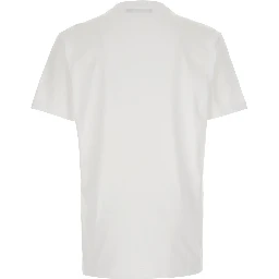 White Crew neck T-shirt with logo patch on the neck in cotton for men