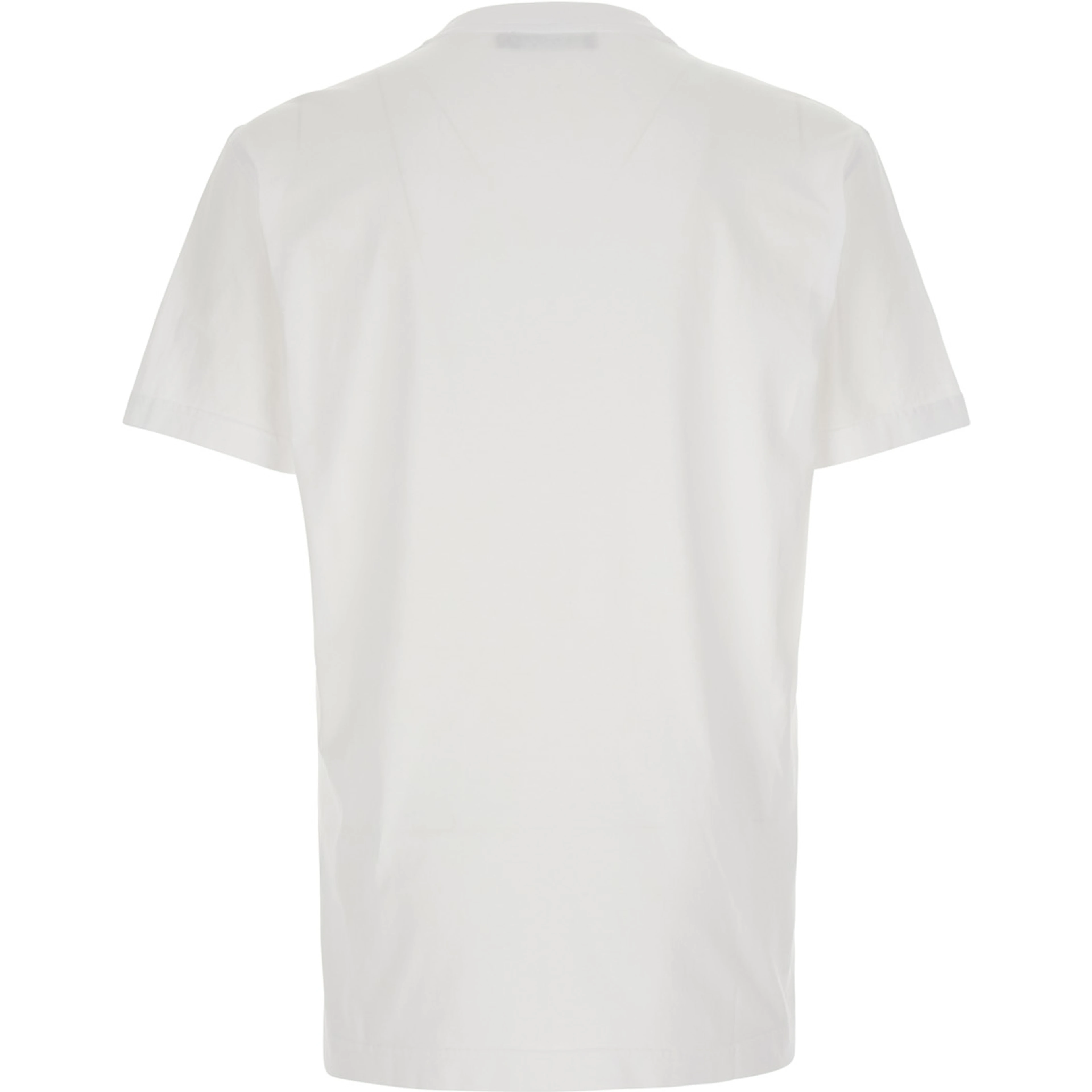 White Crew neck T-shirt with logo patch on the neck in cotton for men