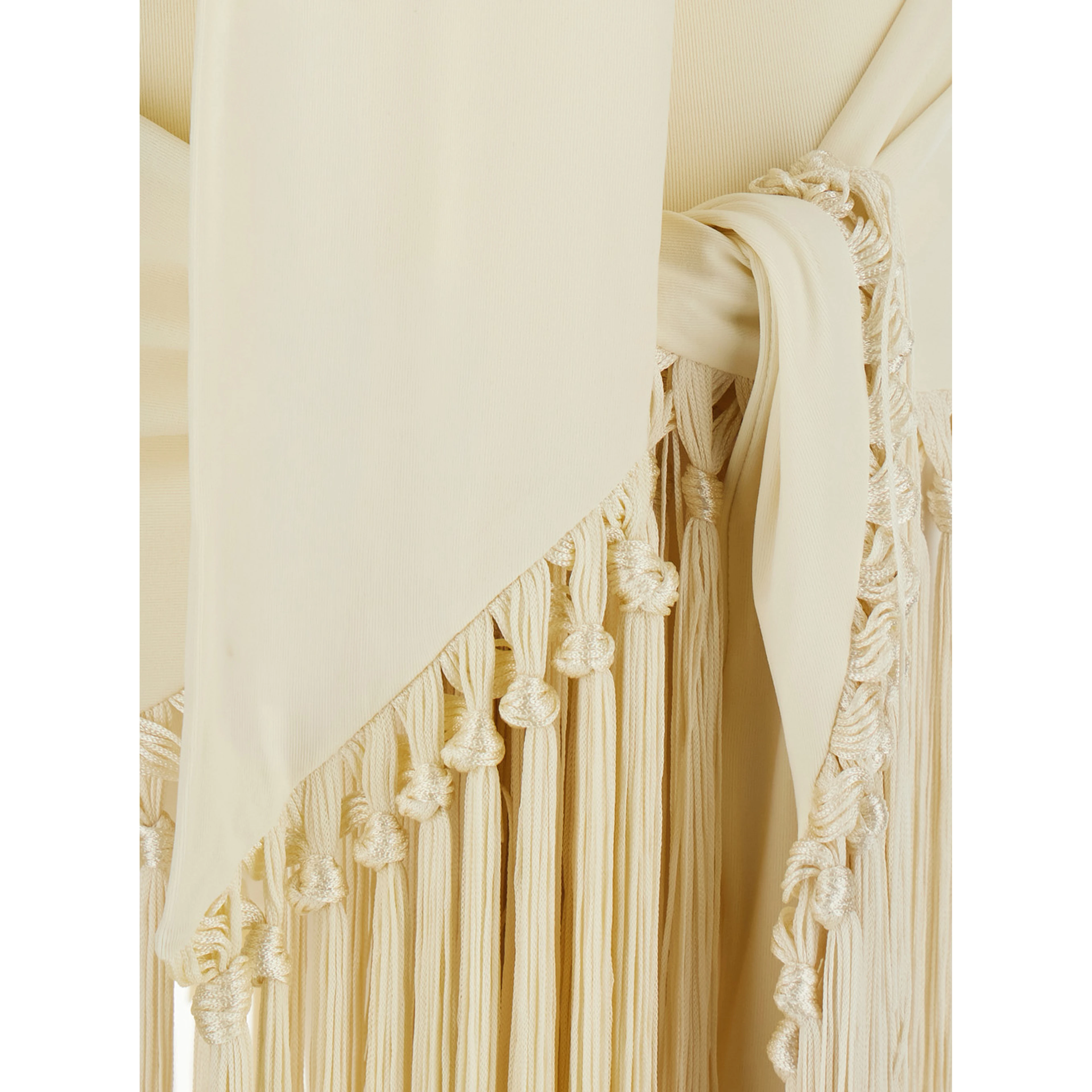 white Swim shorts with fringed edge design in fabric for women