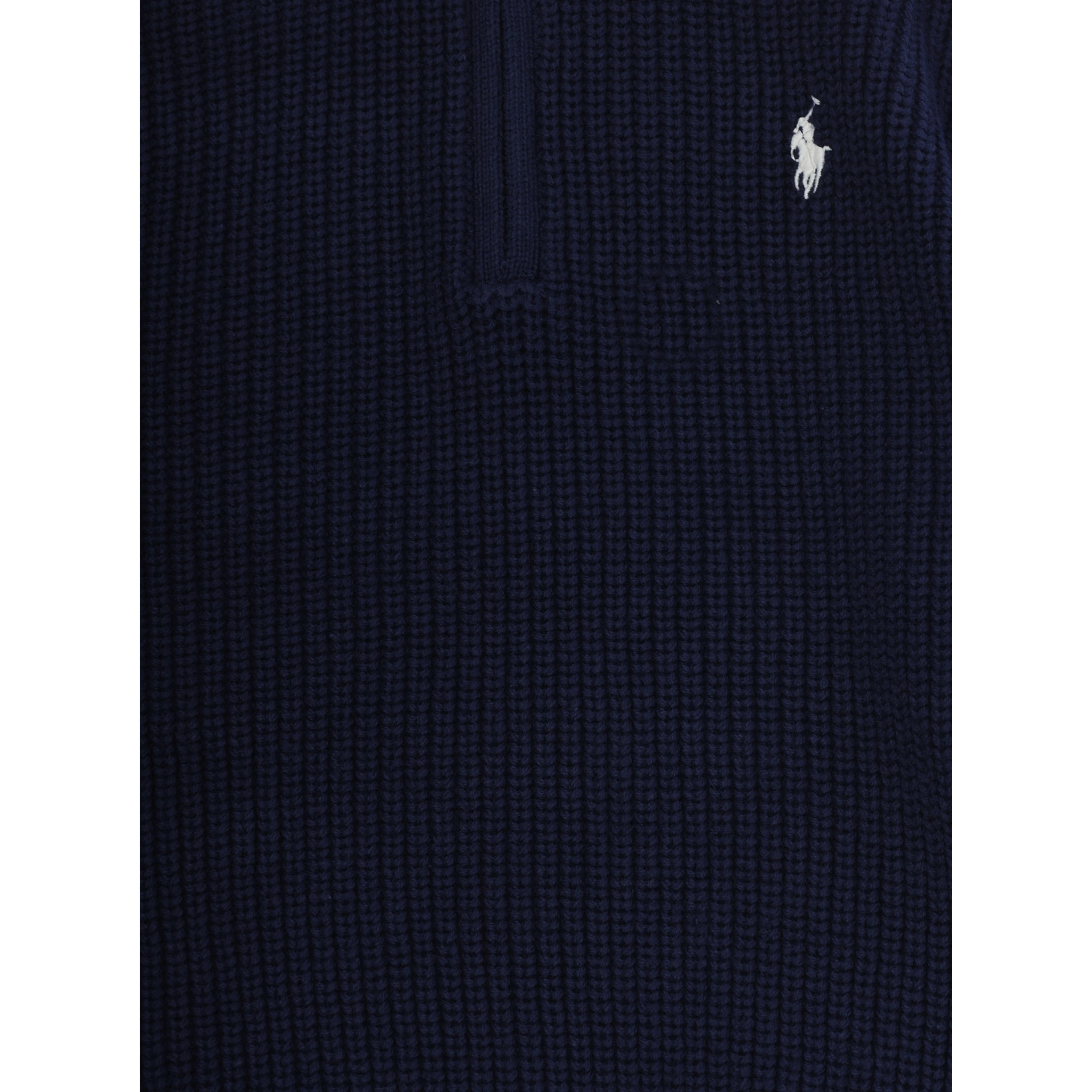 Blue Sweater with high collar and Pony patch in cotton Boy