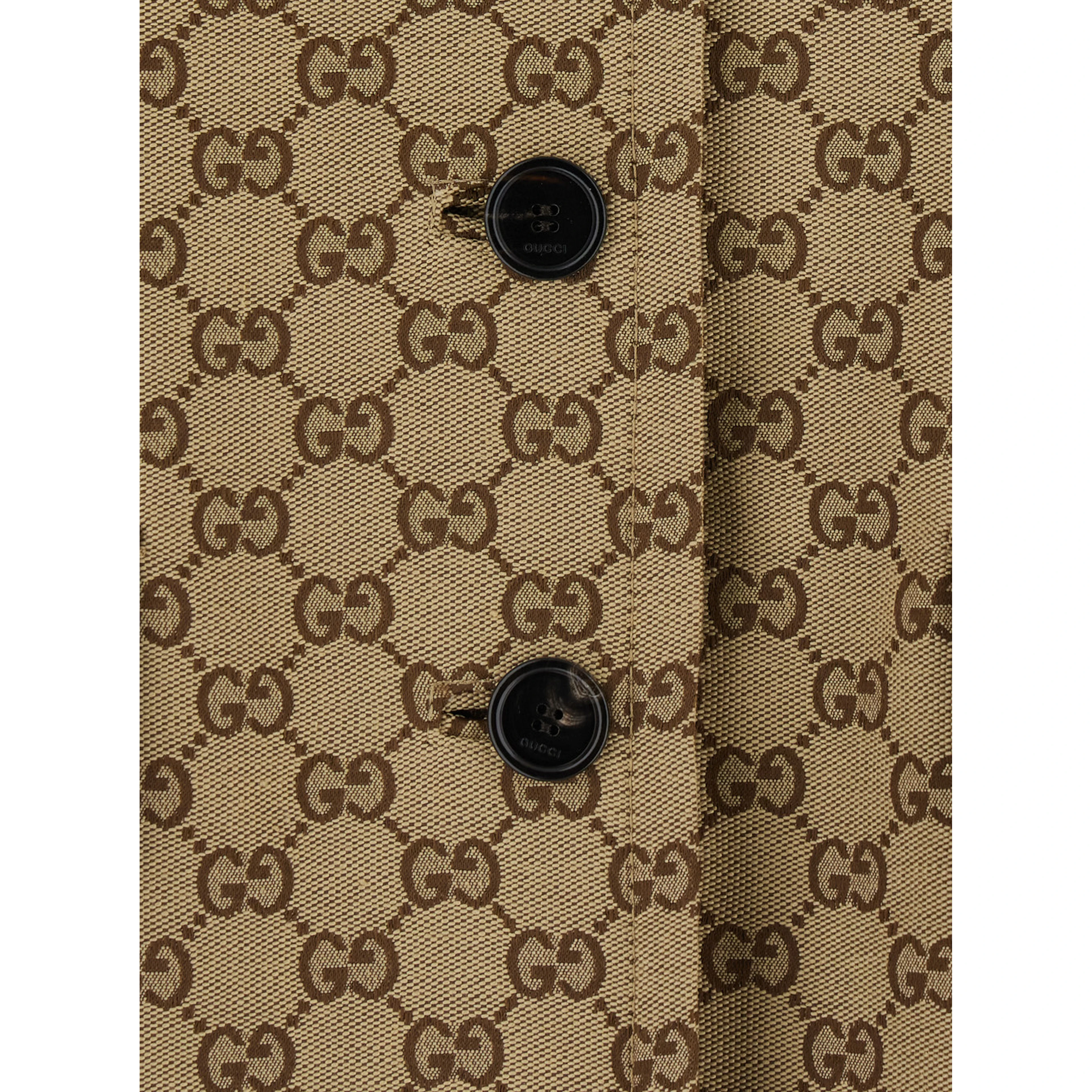 Beige Coat with Pointed  Collar in GG Canvas for Women