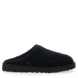 Black mules with round toe in suede for men