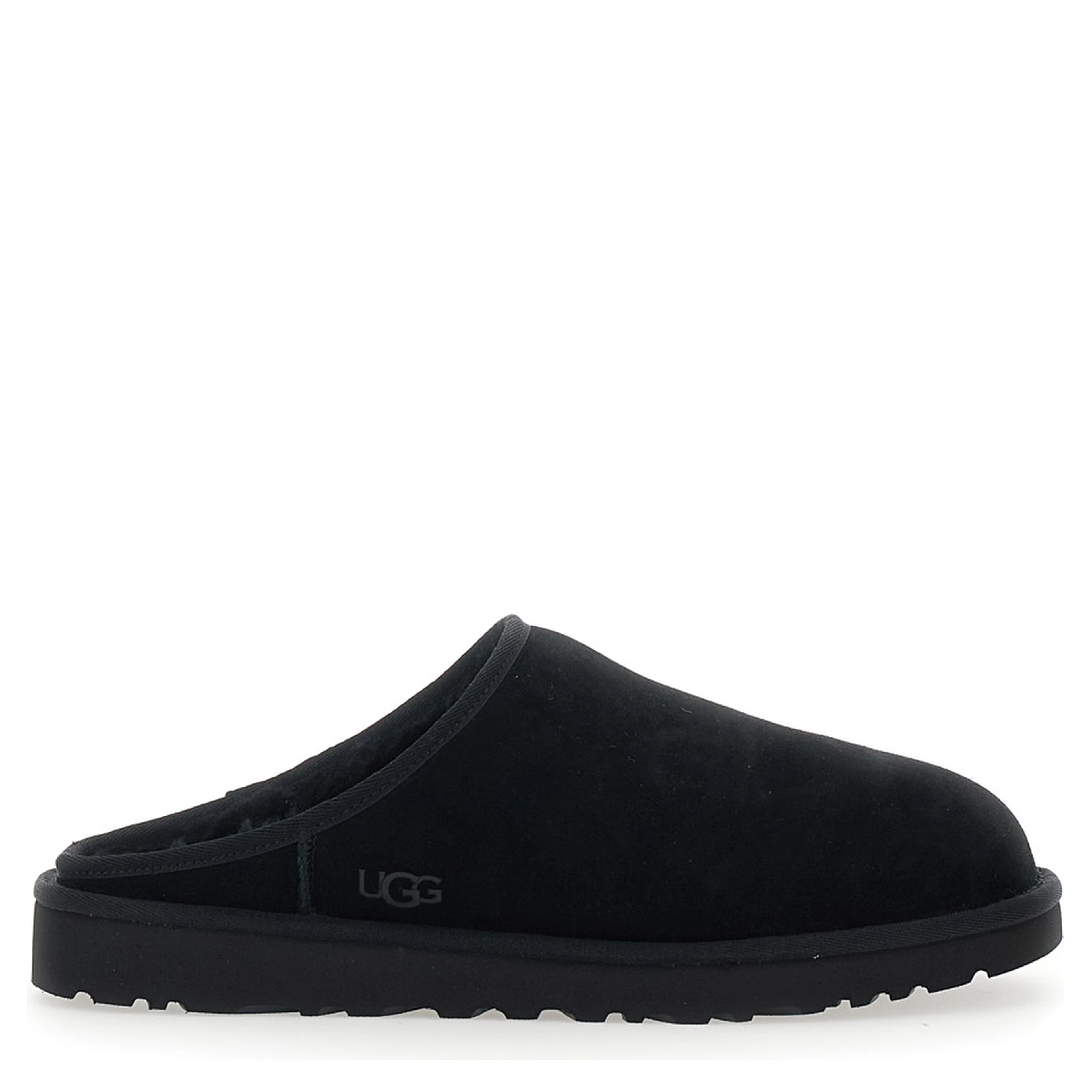 Black mules with round toe in suede for men