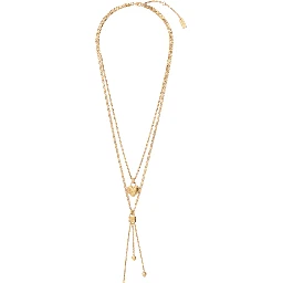 Gold Color Multi-Layer Necklace with Lobster Clasp on the Back in Brass for Women