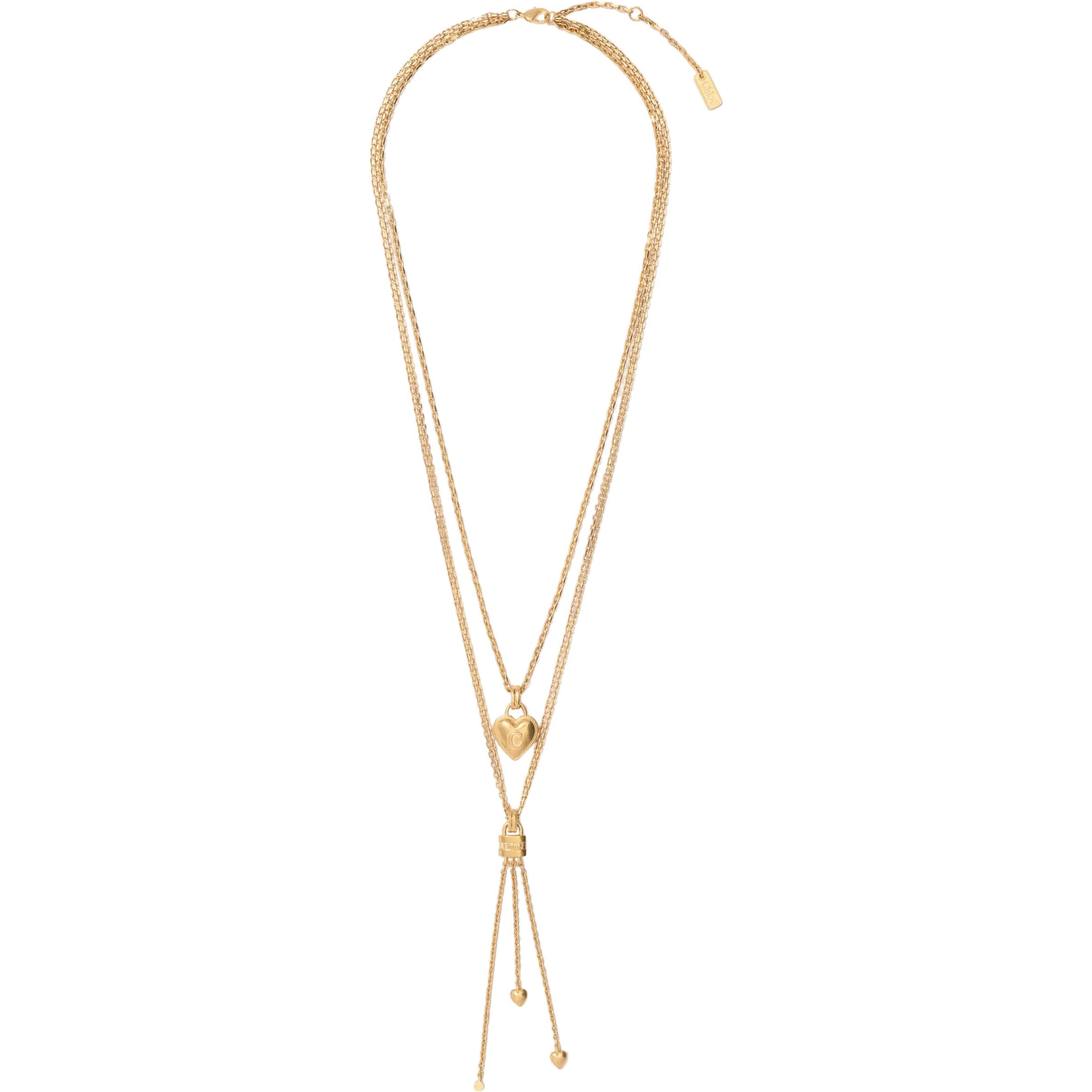 Gold Color Multi-Layer Necklace with Lobster Clasp on the Back in Brass for Women