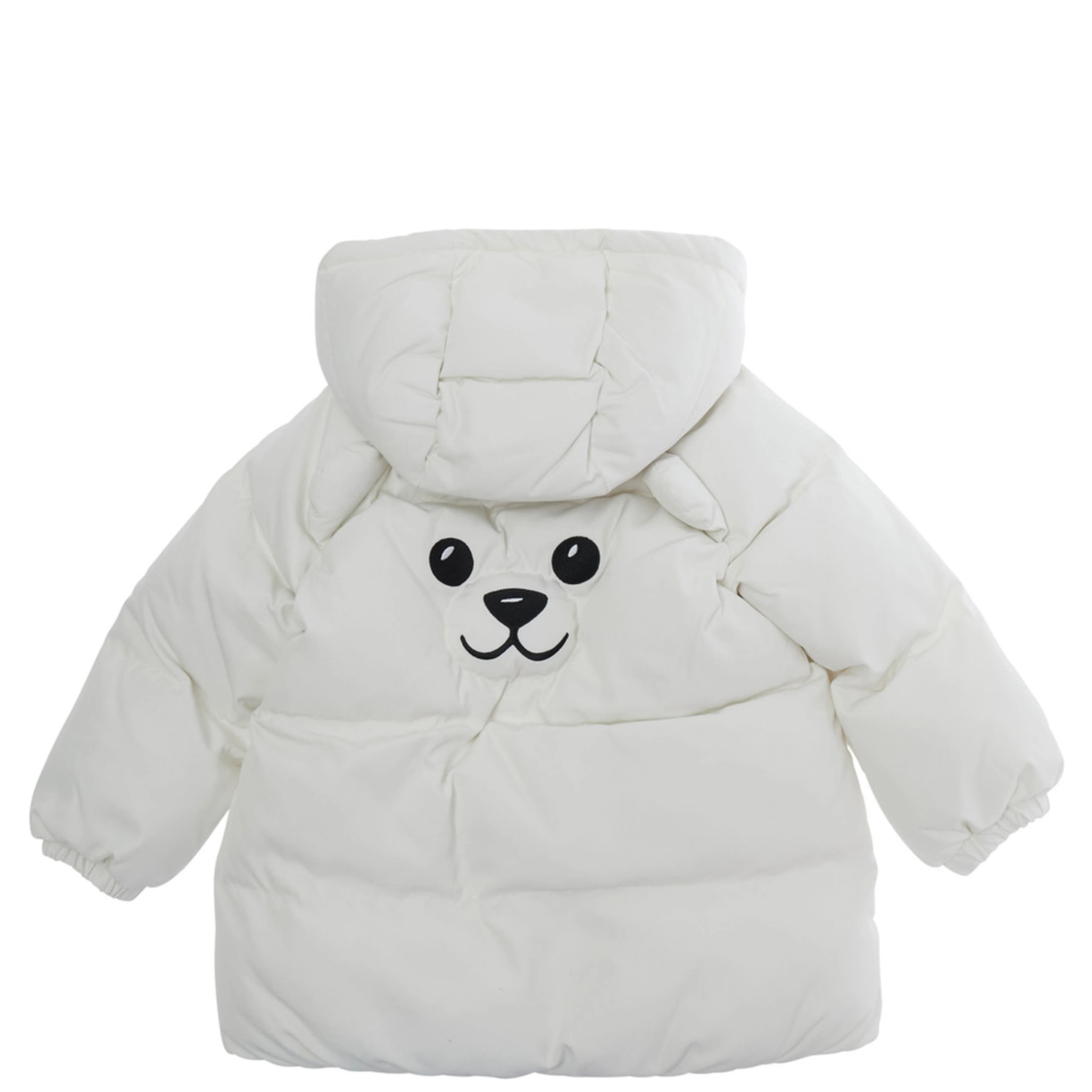 white Padded jacket with logo on the front and face on the back in Tech Fabric baby