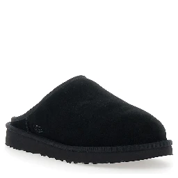 Black mules with round toe in suede for men