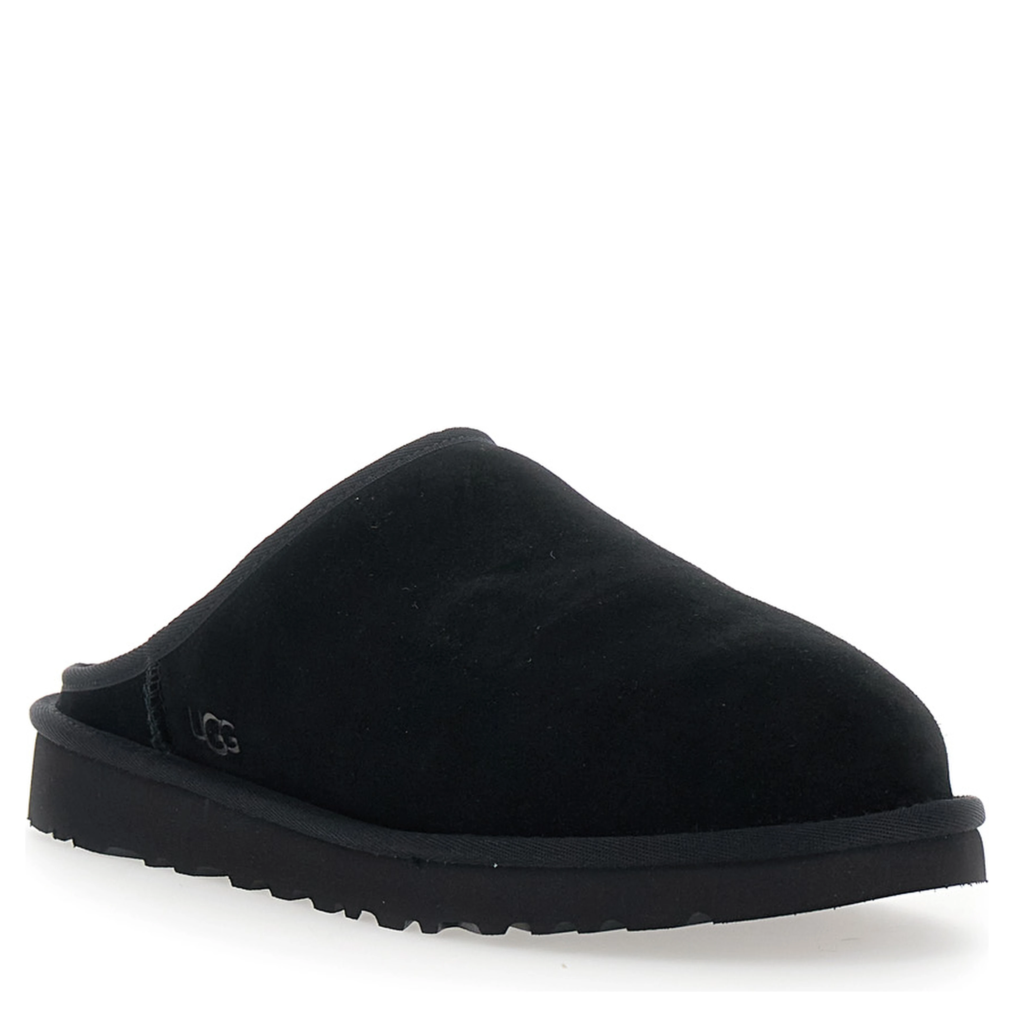 Black mules with round toe in suede for men