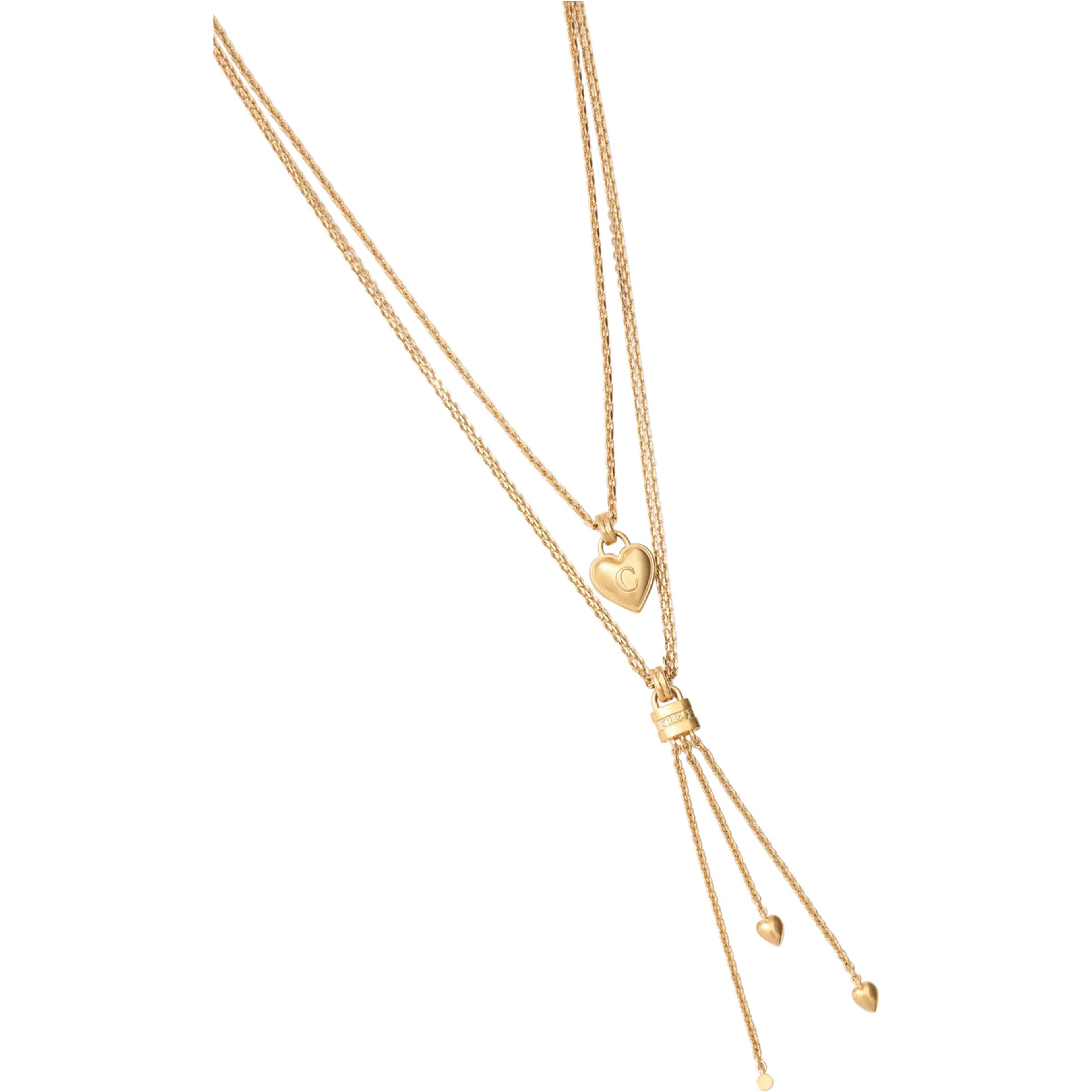 Gold Color Multi-Layer Necklace with Lobster Clasp on the Back in Brass for Women