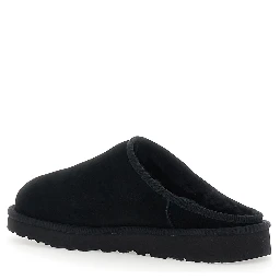 Black mules with round toe in suede for men