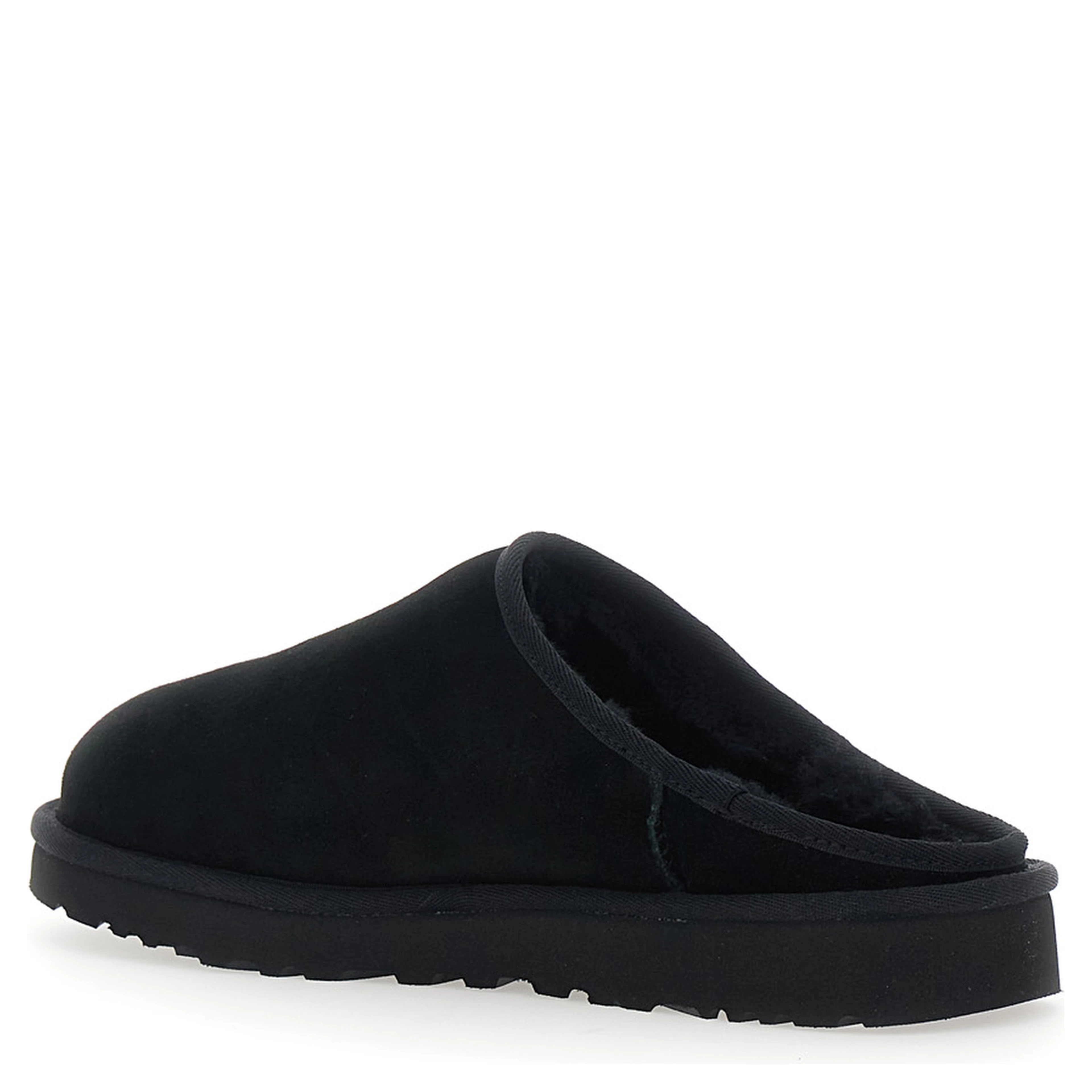 Black mules with round toe in suede for men