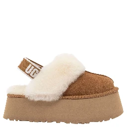 W FUNKETTE is a slipper with fur and brown rubber sole for women