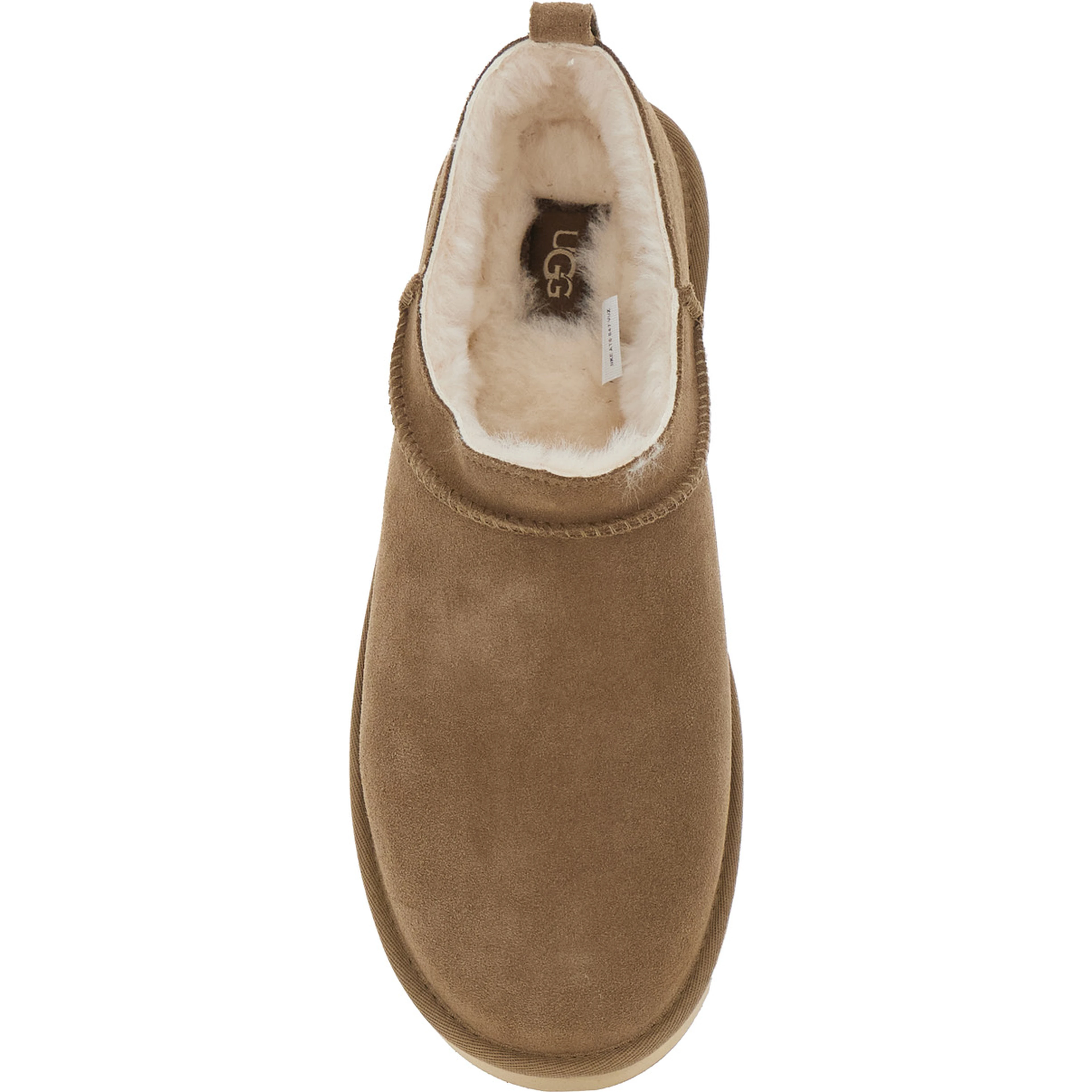 Brown Mule with logo on the side and faux fur lining in suede for men