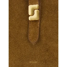 Bello Brown Mini Shoulder bag with Adjustable Shoulder Strap and Logo Plaque on the Front in Suede for Women
