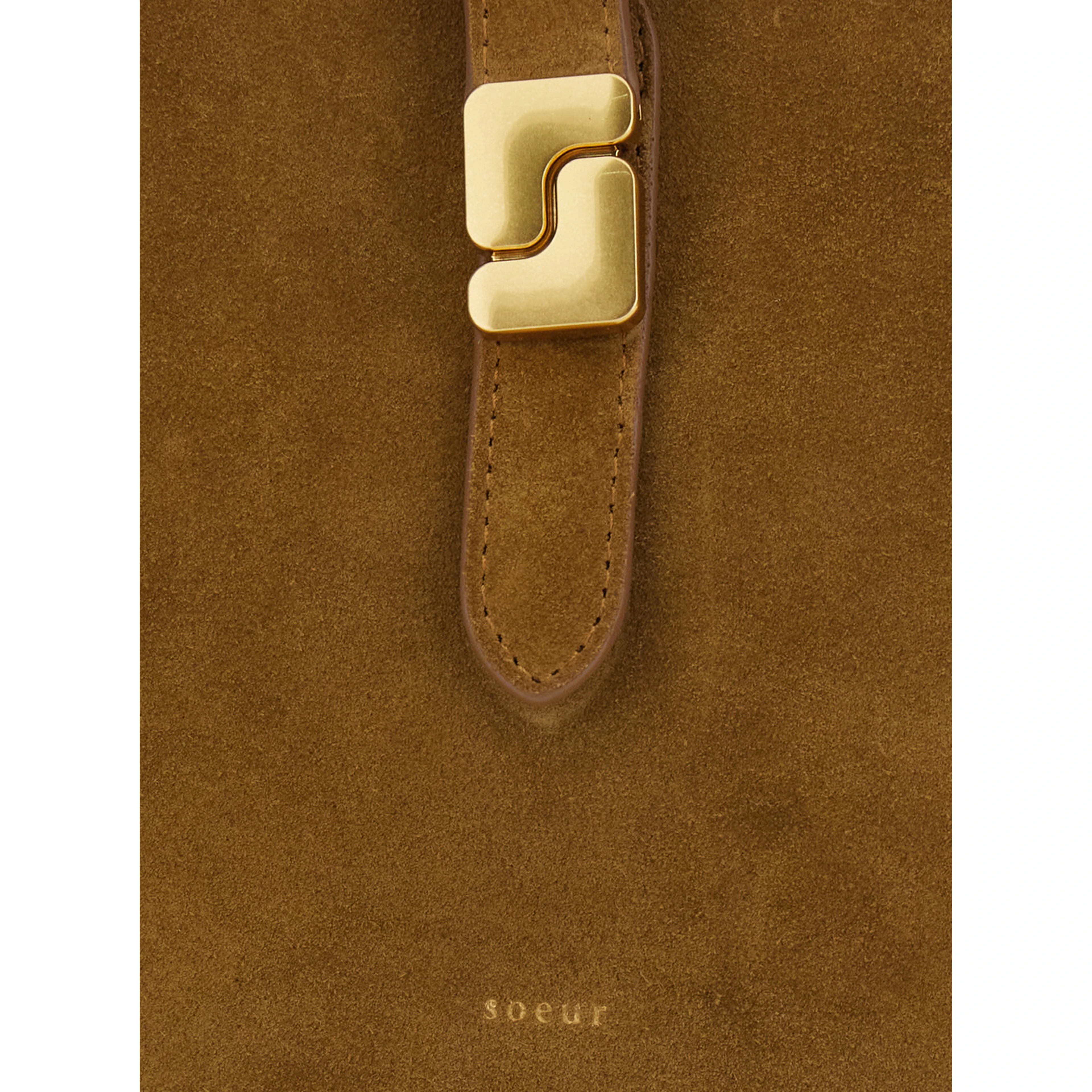 Bello Brown Mini Shoulder bag with Adjustable Shoulder Strap and Logo Plaque on the Front in Suede for Women