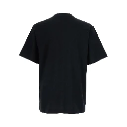 LOGO FAKE Black T-Shirt with Logo Print on the Front in Cotton for Men