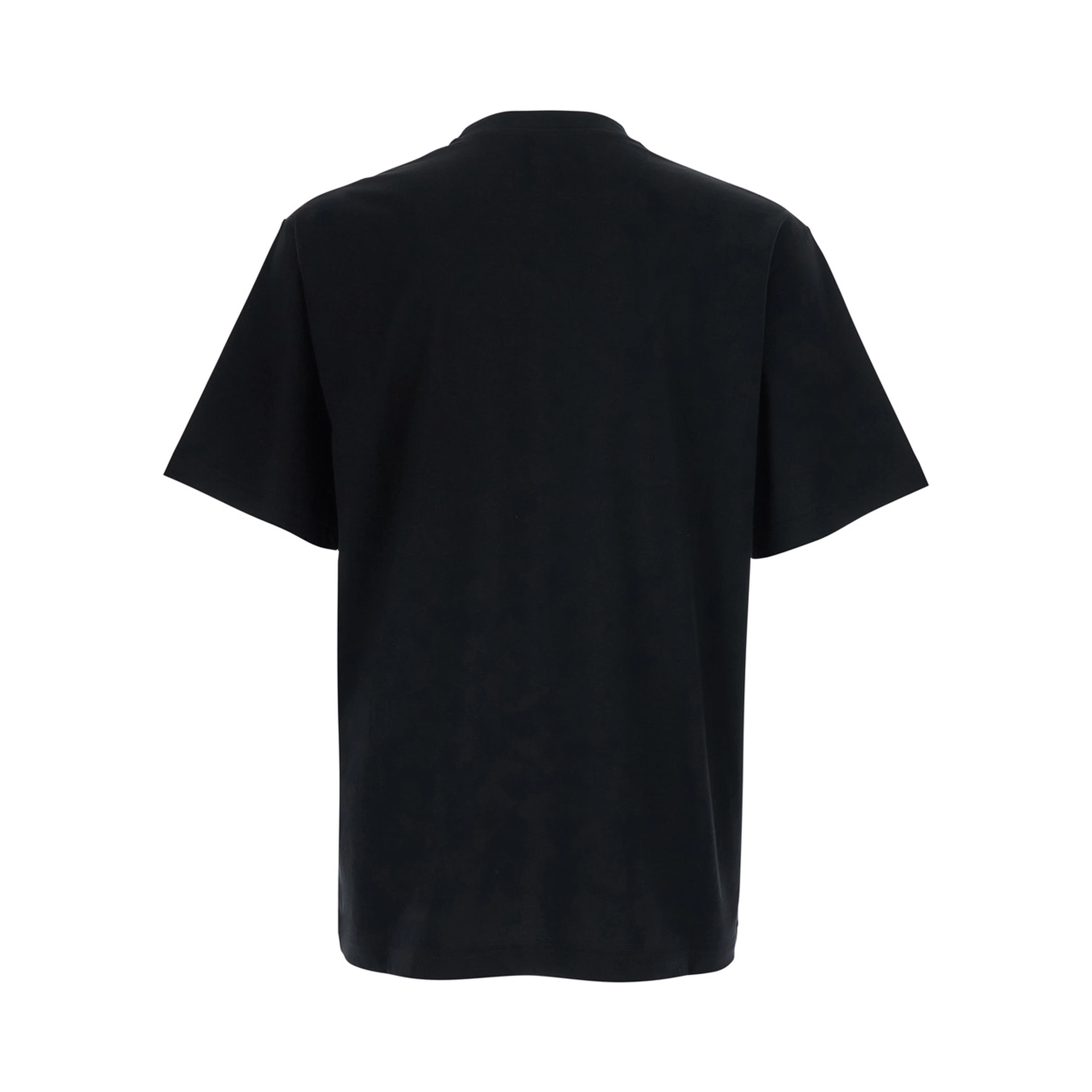 LOGO FAKE Black T-Shirt with Logo Print on the Front in Cotton for Men