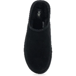 Black mules with round toe in suede for men