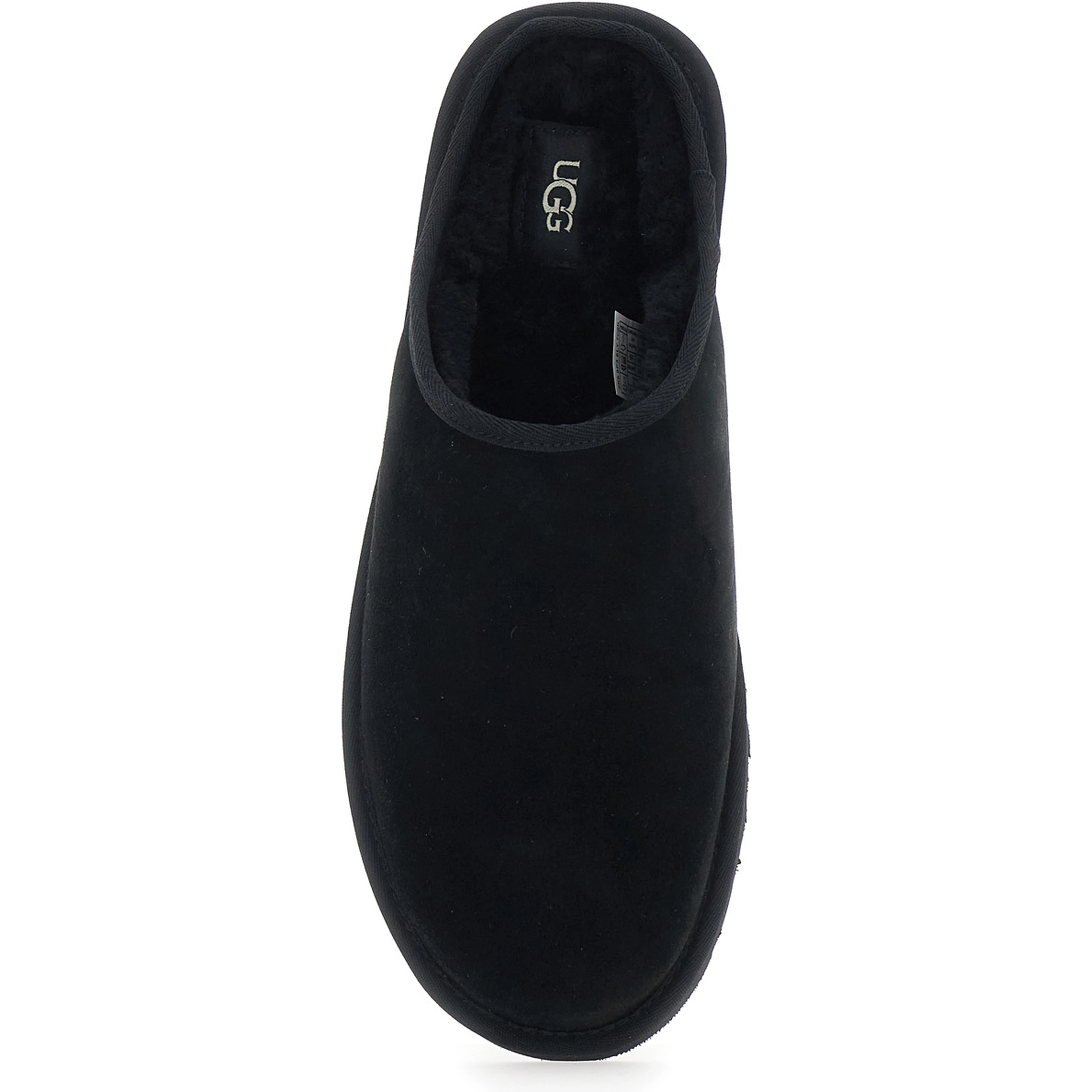 Black mules with round toe in suede for men