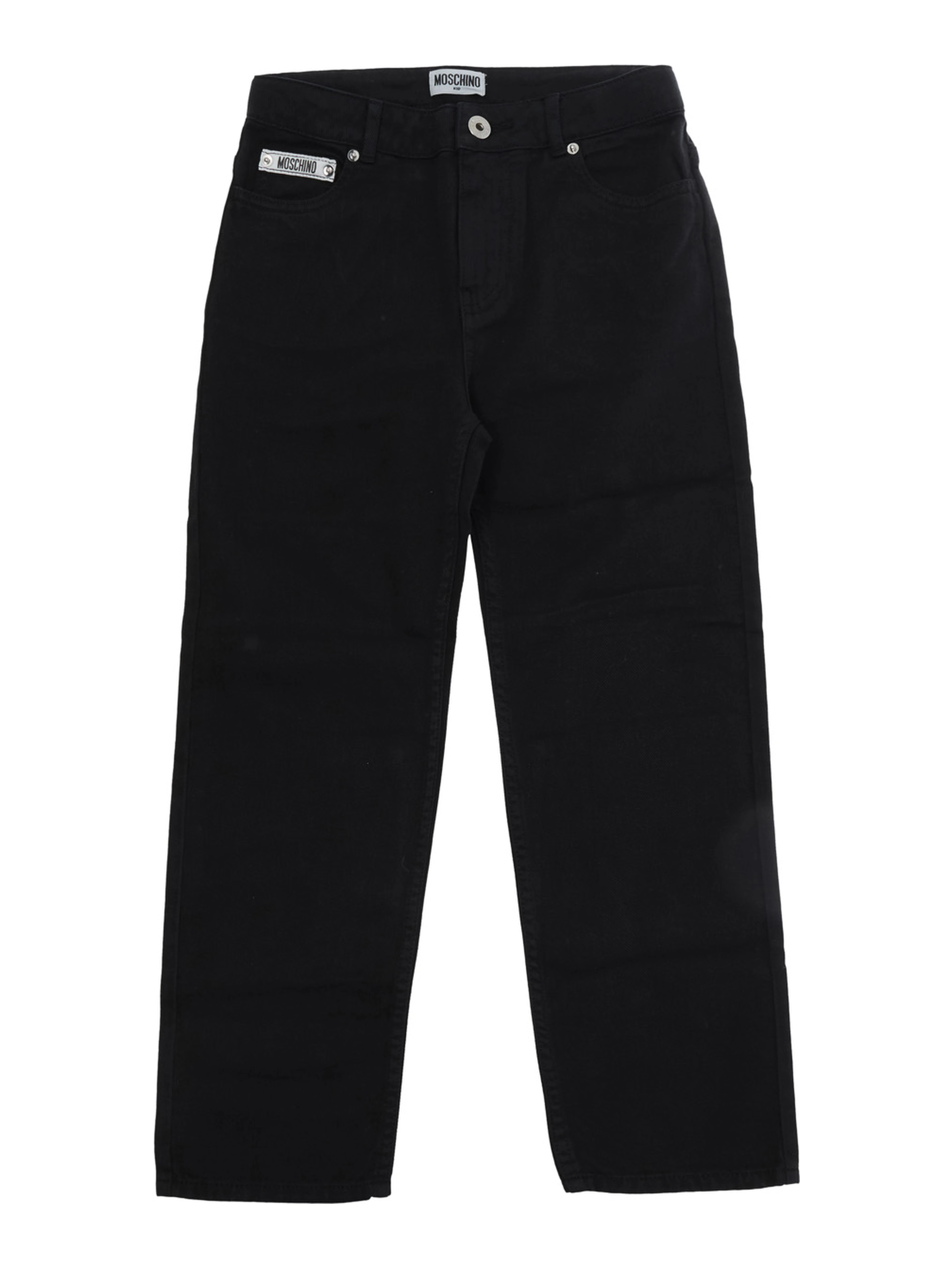 black Five-pocket trousers with patch in cotton for boy