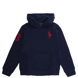 Blue Hoodie with Maxi Pony Logo in Cotton for Boy