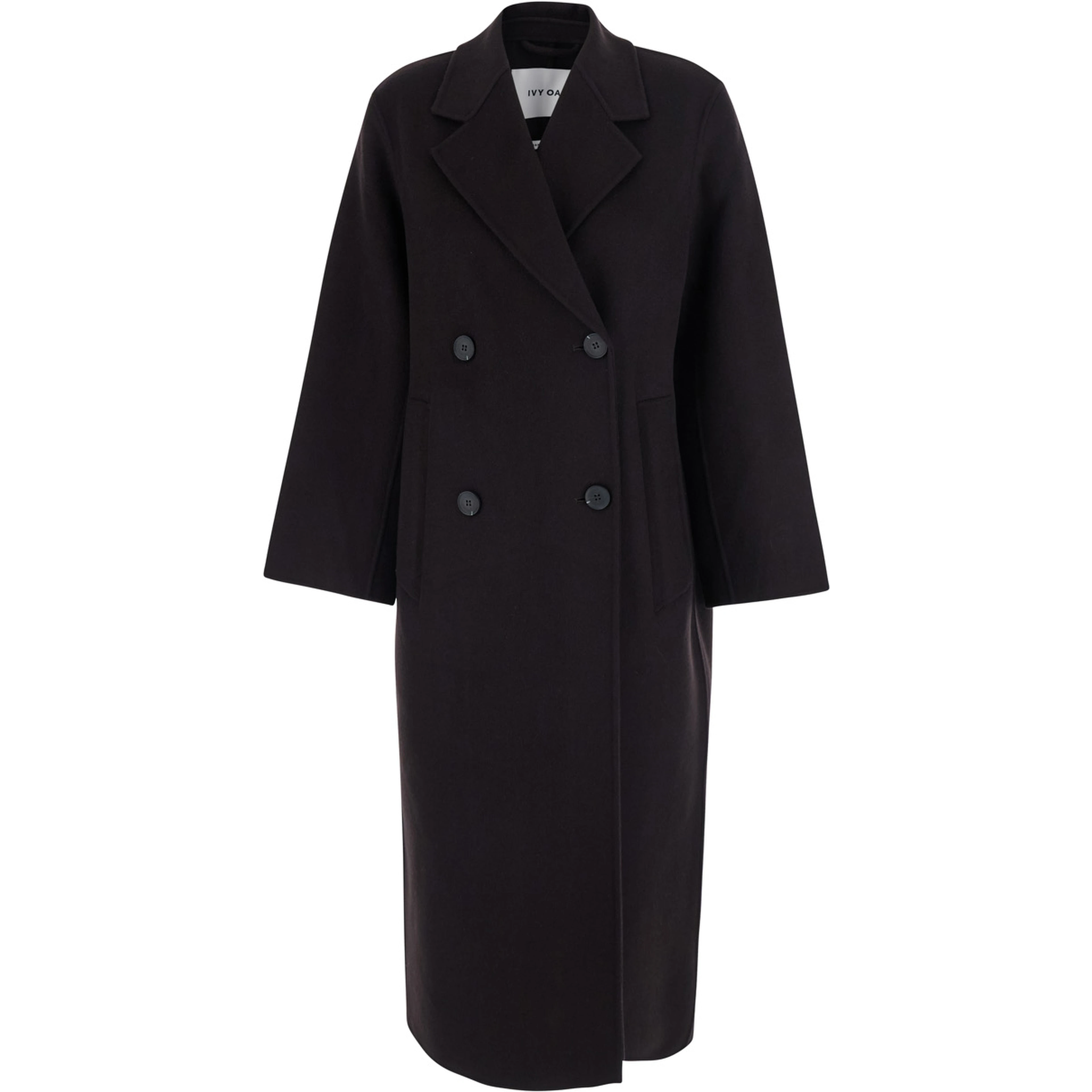Clara brown Double-breasted coat with Notched revers and long sleeves in Wool Woman