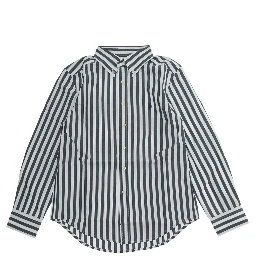 green Shirt with Pony logo on the front and striped Motif in cotton Boy