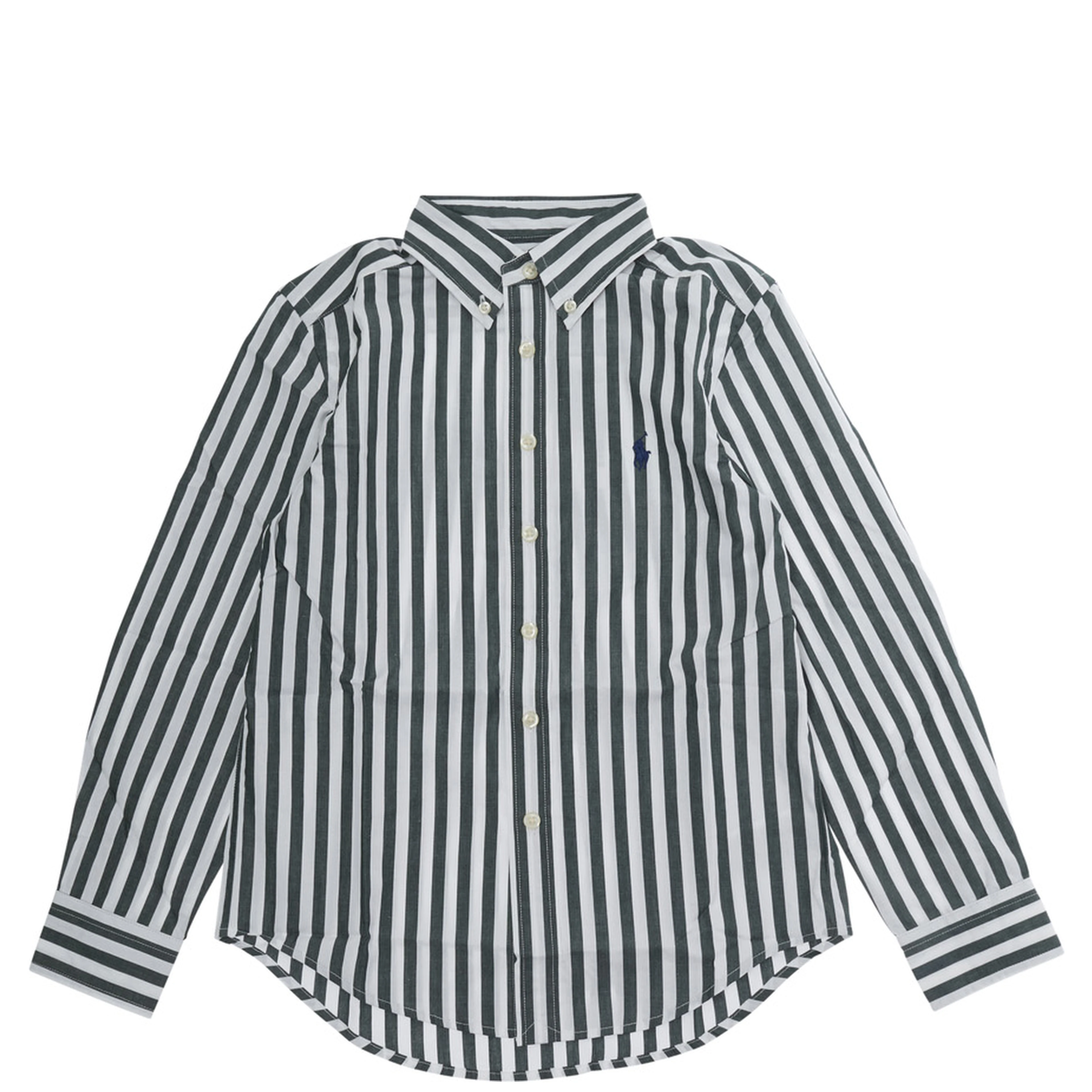 green Shirt with Pony logo on the front and striped Motif in cotton Boy