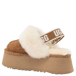 W FUNKETTE is a slipper with fur and brown rubber sole for women