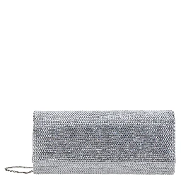 FRENCH 75 Clutch with rhinestones and thin shoulder strap. Metallic. Woman.