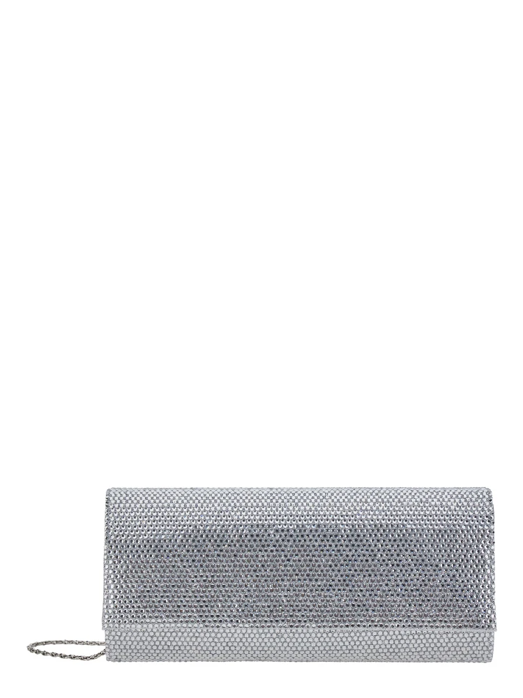 FRENCH 75 Clutch with rhinestones and thin shoulder strap. Metallic. Woman.