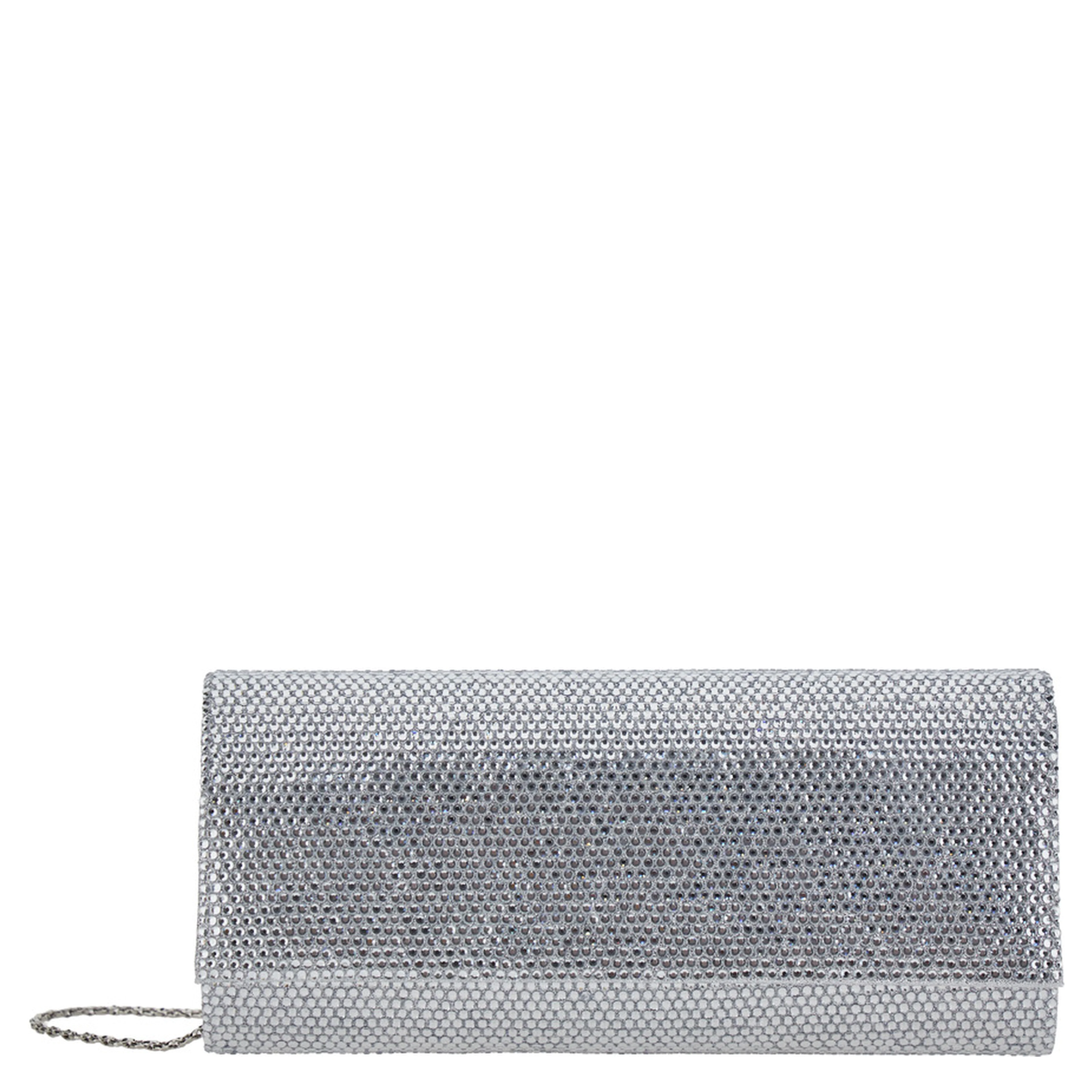 FRENCH 75 Clutch with rhinestones and thin shoulder strap. Metallic. Woman.