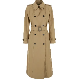 Beige Trench Coat with Adjustable Belt at the Front in Cotton for Women