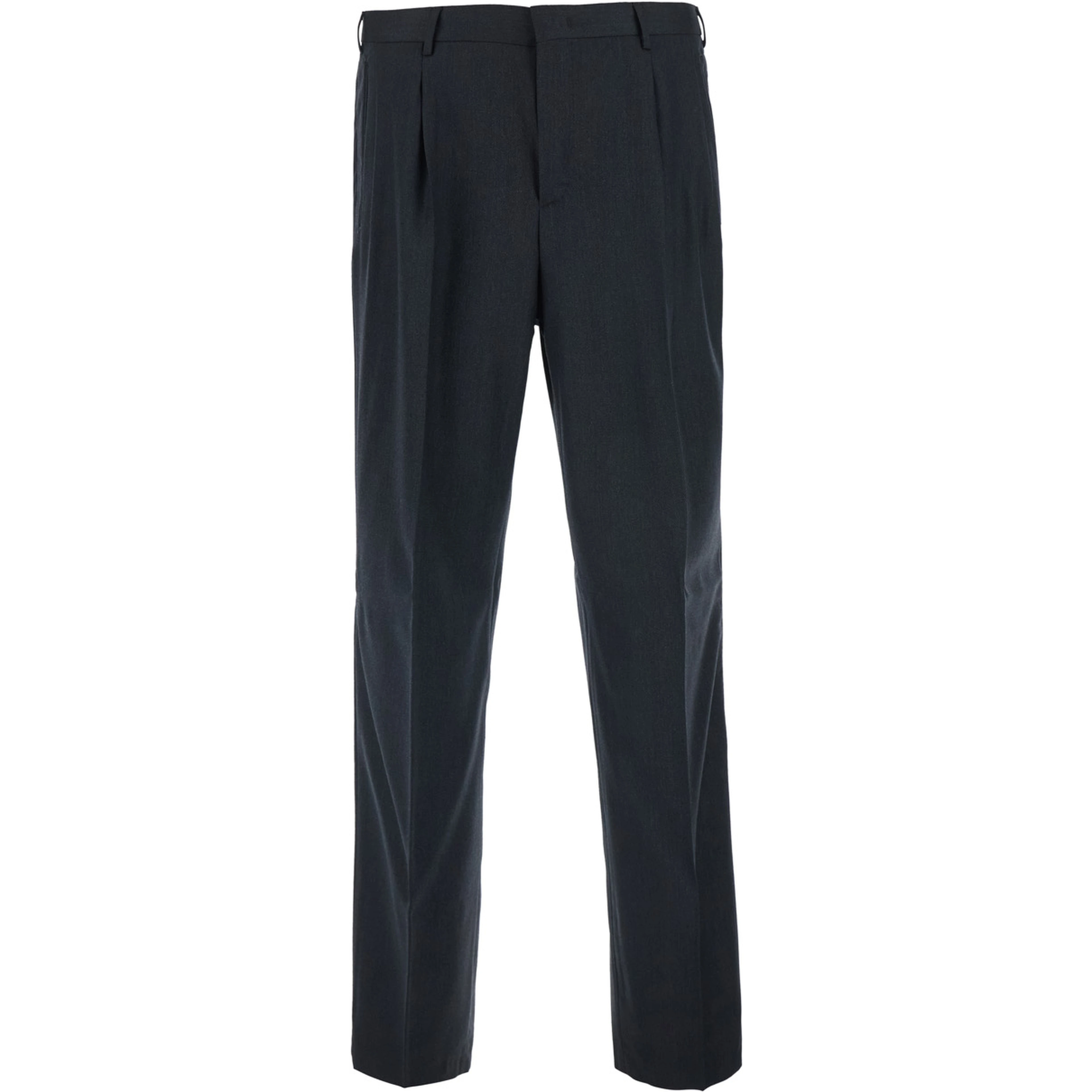 Gray Pants with Belt Loops and Front Pleats in Wool Blend for Men