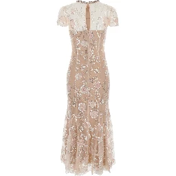 Pink Long dress with all-over sequins in Fabric Woman