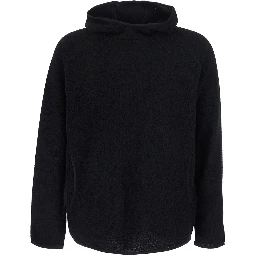 High-neck Pullover with Long Sleeves in Black Tech Fabric for Men