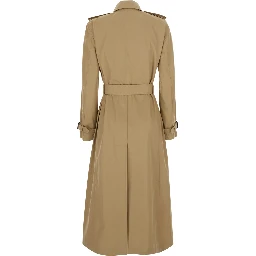 Beige Trench Coat with Adjustable Belt at the Front in Cotton for Women