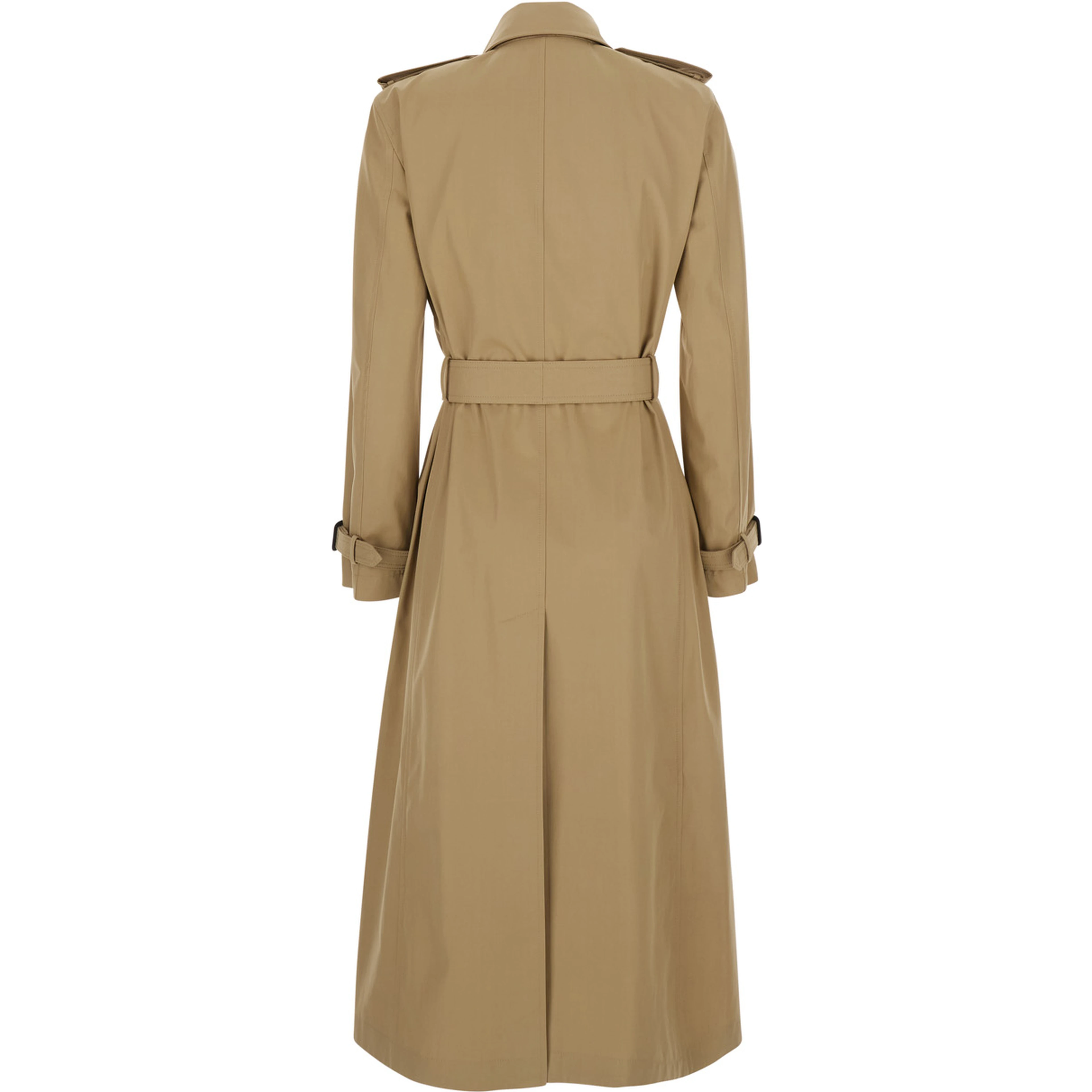 Beige Trench Coat with Adjustable Belt at the Front in Cotton for Women