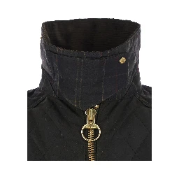 Green Jacket with collar and logo lettering on the front in cotton for women