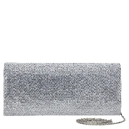 FRENCH 75 Clutch with rhinestones and thin shoulder strap. Metallic. Woman.