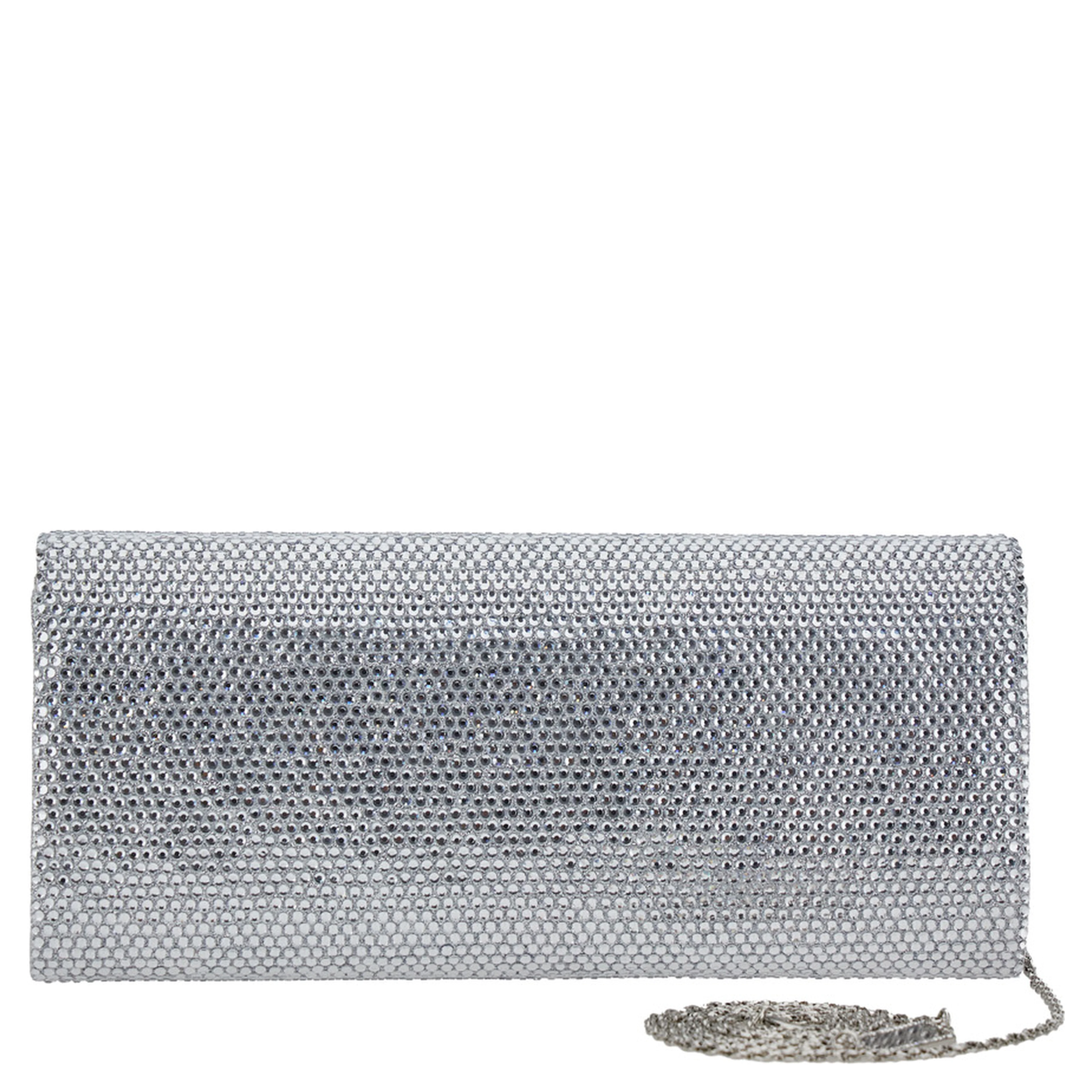 FRENCH 75 Clutch with rhinestones and thin shoulder strap. Metallic. Woman.