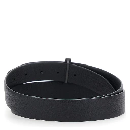 Black Belt with T Buckle Closure in Leather for Men