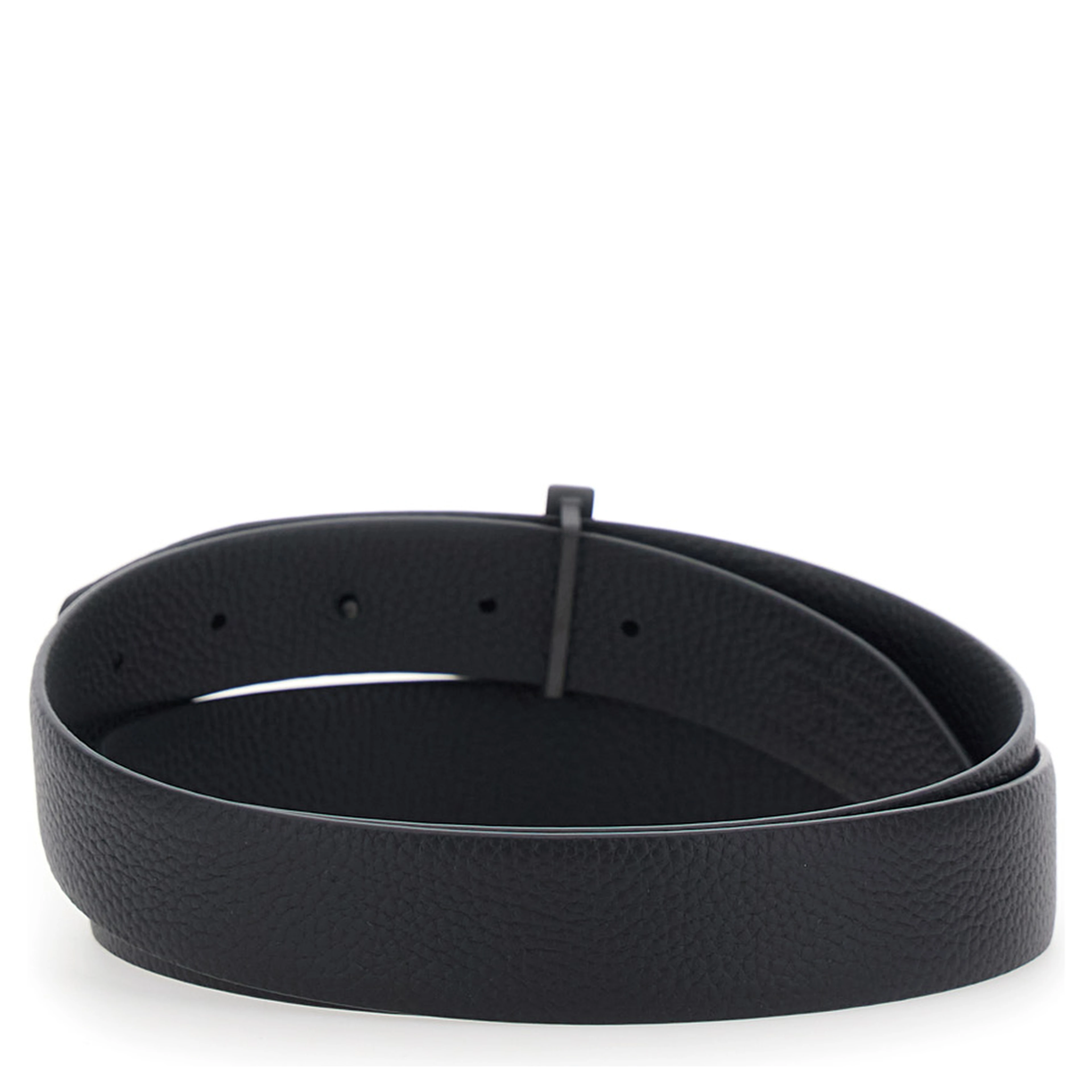 Black Belt with T Buckle Closure in Leather for Men